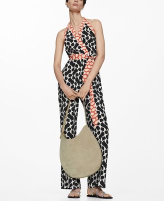 MANGO Women's Printed Bow Detail Jumpsuit Macy's