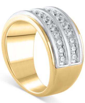 Men's Diamond Double Row Band (1-1/2 ct. t.w.) in 10k Two-Tone Gold