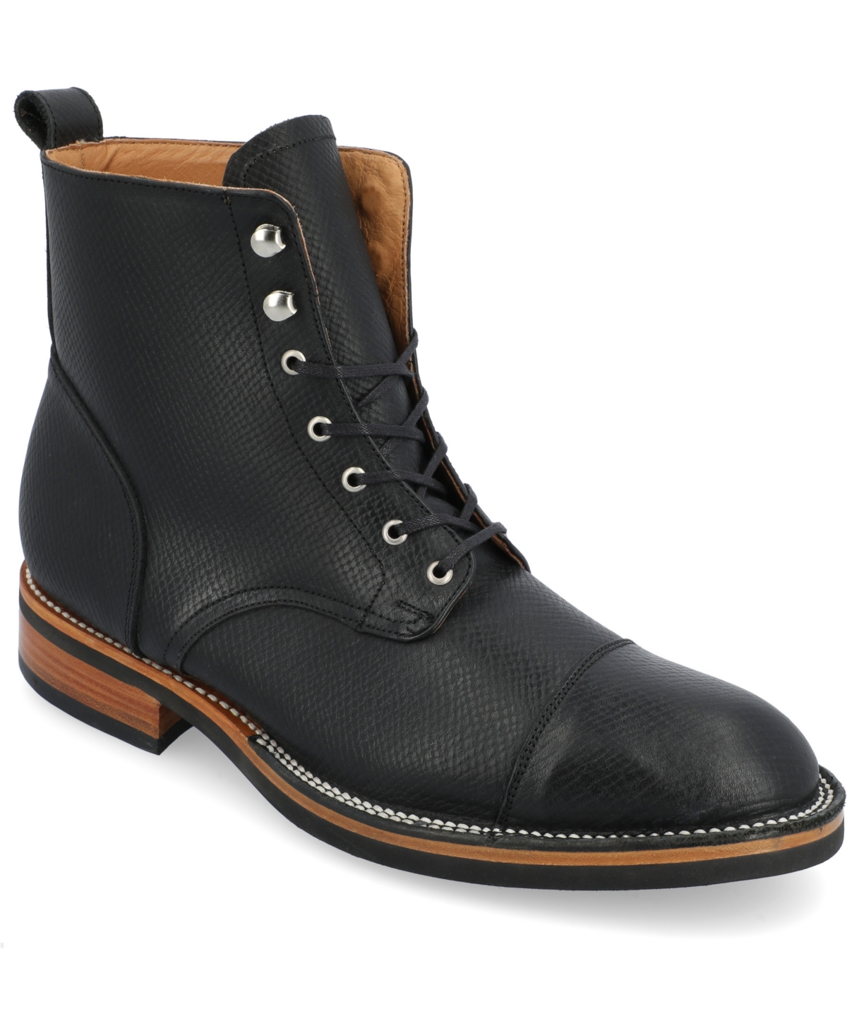 Shop Taft Men's Legacy Lace-up Rugged Stitchdown Cap-toe Boot In Black Hatch