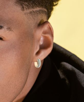 Men's Diamond Thick Hoop Earrings (1/5 ct. t.w.) in 14k Gold-Plated Sterling Silver, 1/2"