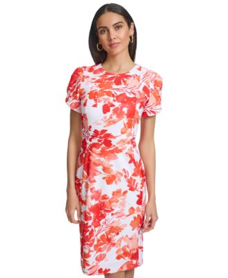 Calvin Klein - Women's Short-Sleeve Scuba-Crepe Sheath Dress
