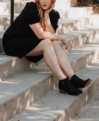 Women's Rebel Size Zipper Stacked Heel Booties