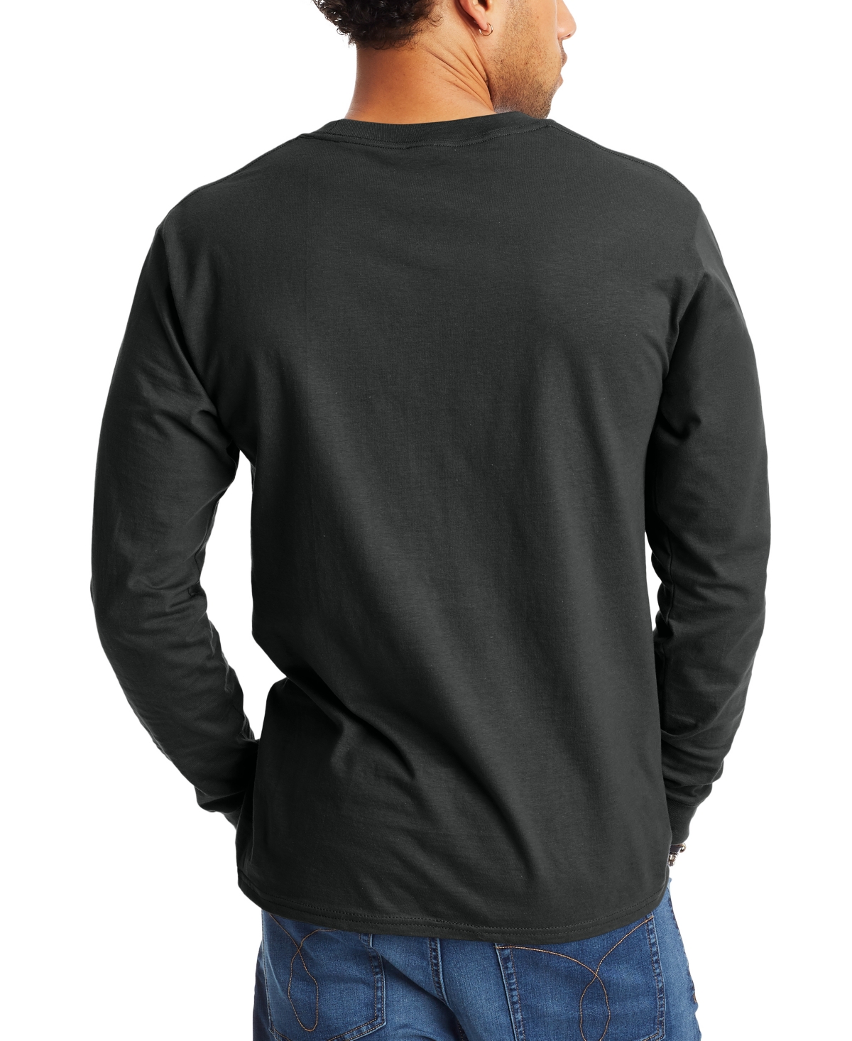 Shop Hanes Beefy-t Unisex Long-sleeve T-shirt, 2-pack In Navy