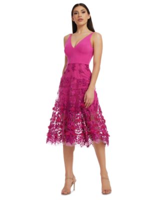 Dress the Population - Plunging Neck Fit & Flare Dress