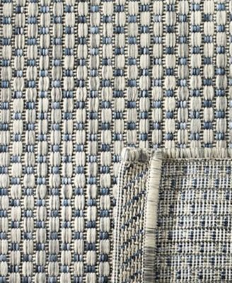 Courtyard CY8521 Gray and Navy 8' x 11' Outdoor Area Rug