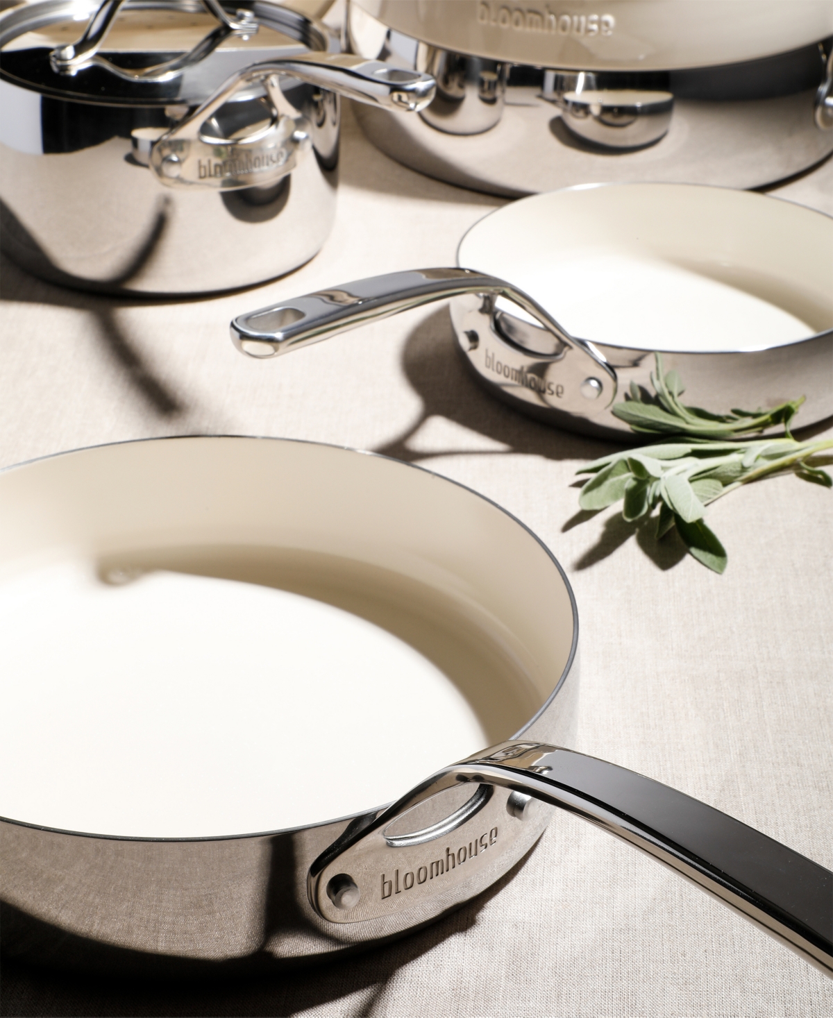 Bloomhouse 12 Piece Stainless Steel Non-stick Cookware Set In White