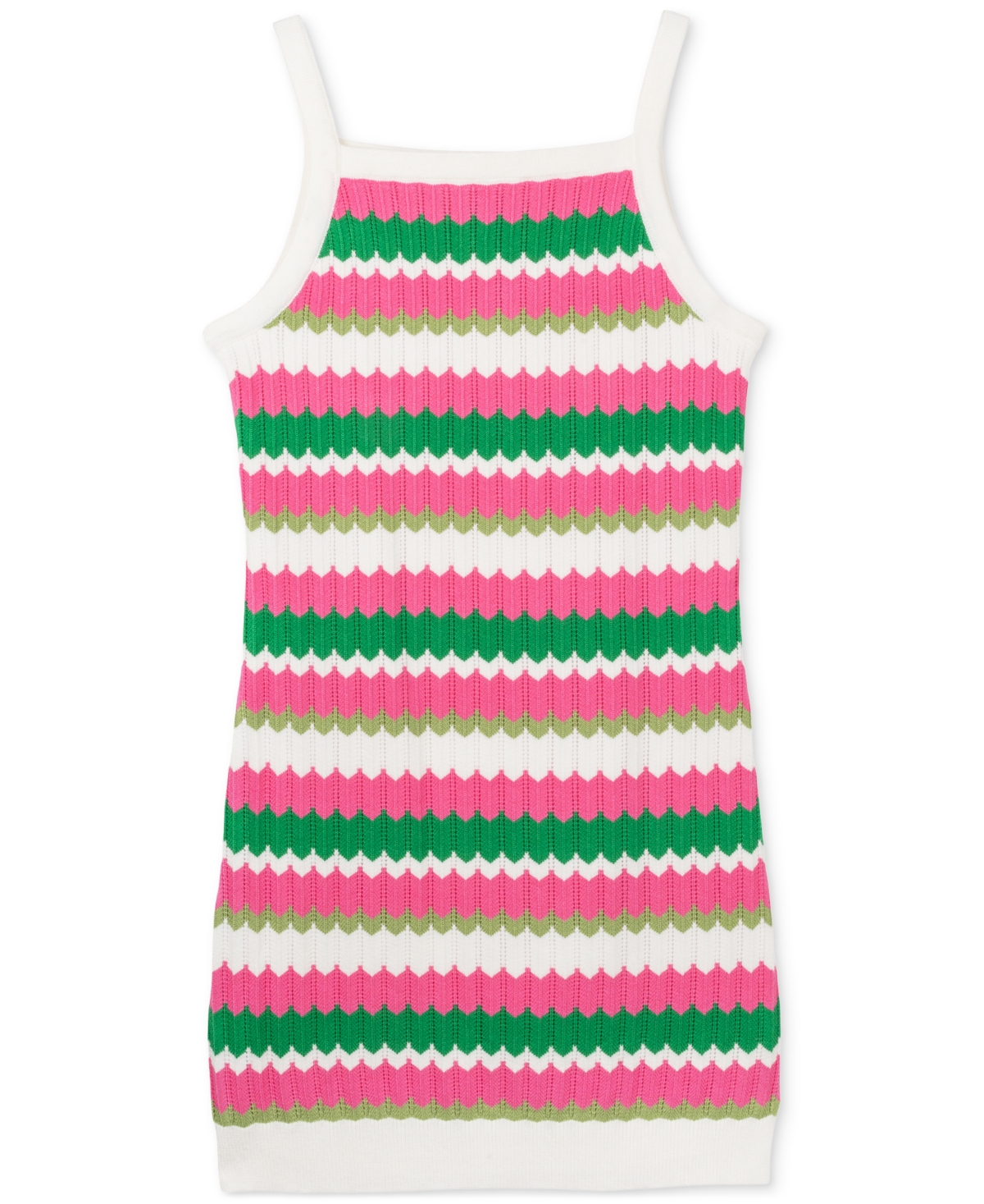 Shop Rare Editions Little Girls Striped Crochet Dress In Pink
