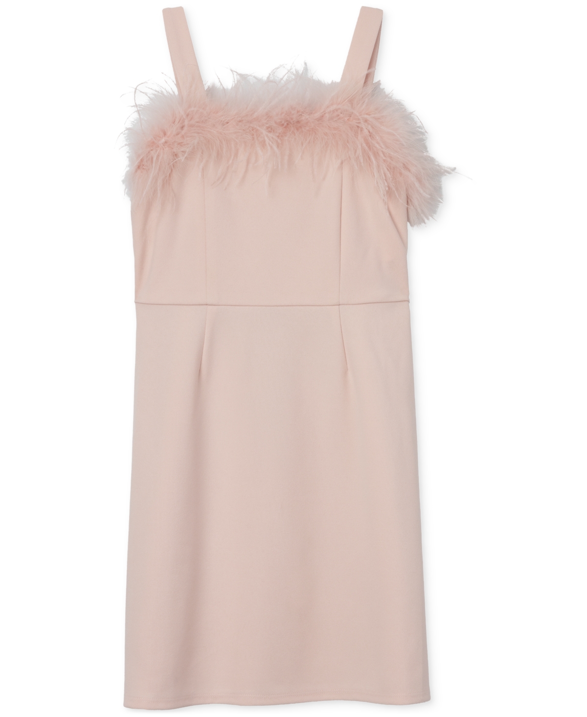 Shop Speechless Big Girls Feather-trim Fit & Flare Dress In Blush Jm