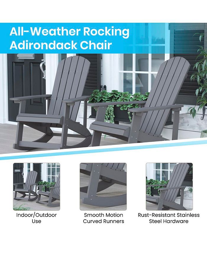 MERRICK LANE Atlantic AllWeather Polyresin Adirondack Rocking Chair