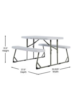 Aryka Kid'S Easy Fold Waterproof, Stain And Impact Resistant Plastic Picnic Table With Benches And Steel Tube Frame
