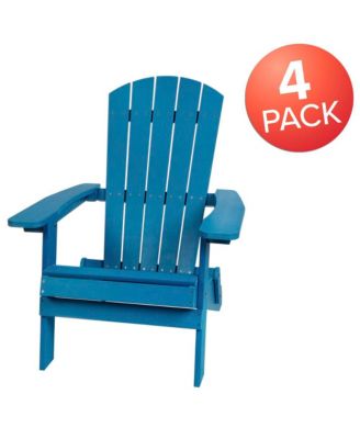 Set Of 4 Riviera Poly Resin Folding Adirondack Lounge Chair - All-Weather Indoor/Outdoor Patio Chair