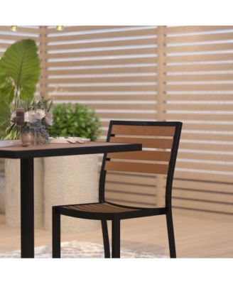 Kersey 3 Piece Patio Table And Chairs Set Faux Wood And Metal Indoor/Outdoor Table And Chairs With All-Weather Purpose