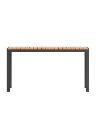 Fena 55" X 31.5" Outdoor Dining Table With Faux Teak Poly Slat Top And Metal Frame