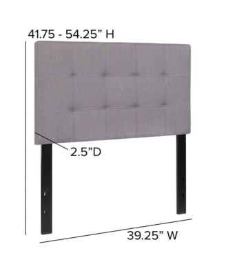 1Pc Quilted Tufted Upholstered Twin Size, Box Stitch, Adjustable Height, Contemporary Style Headboard