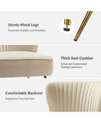 Velvet Accent Chair with Gold Metal Legs for Bedroom Guest Room Vanity