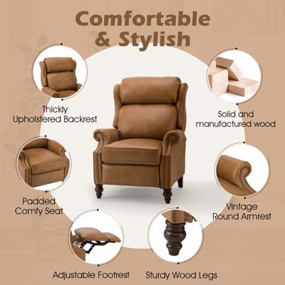 Pierce Genuine Leather Recliner with Nailhead Trims
