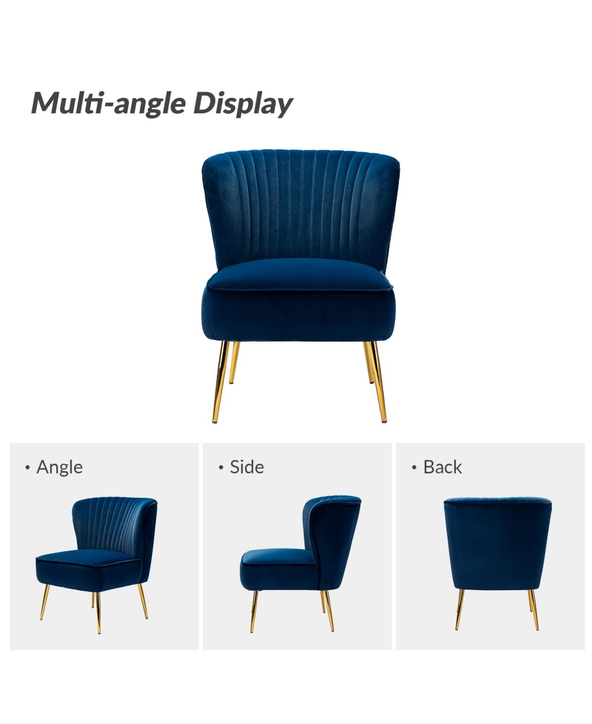 Hulala Home Velvet Accent Chair with Gold Metal Legs for Bedroom Guest Room Vanity