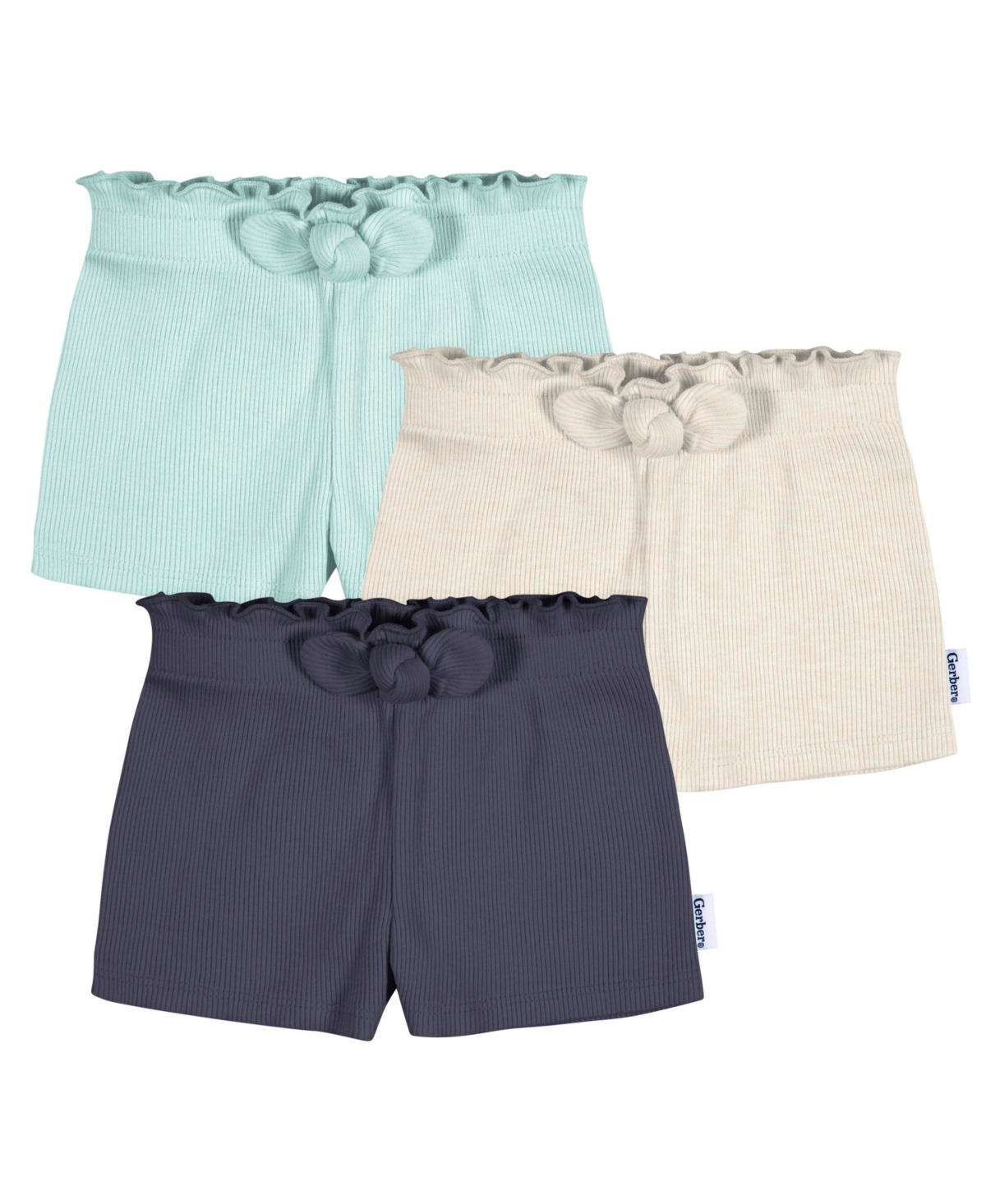 Gerber Baby Girls Baby Pull-On Knit Shorts, 3-Pack