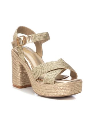 Women's Heeled Jute Platform Sandals By XTI