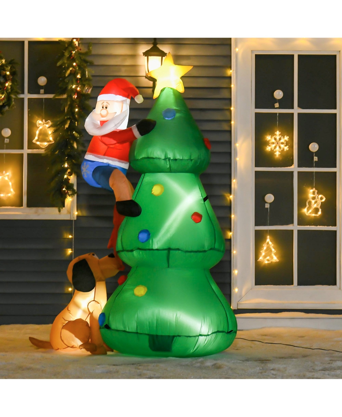 Homcom Christmas Outdoor Santa Claus & Tree Yard Inflatable Led Holiday Decoration