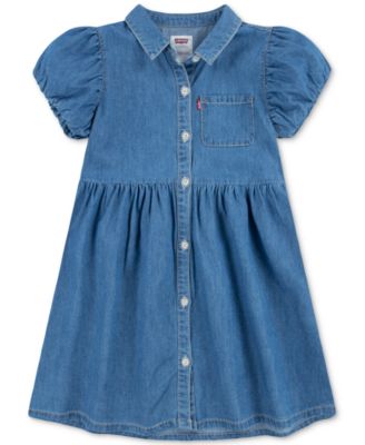 Levi's Little Girls Cotton Bubble-Sleeve Shirtdress Macy's