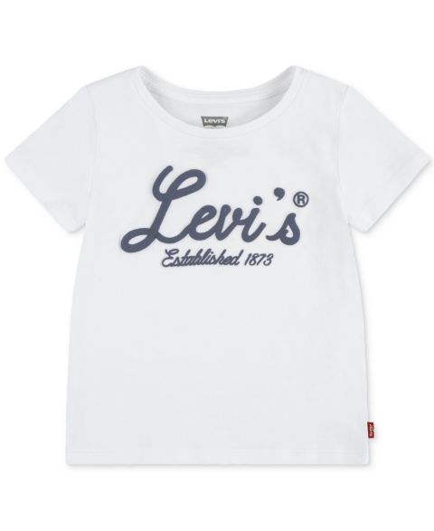 Футболка Levi's Script Logo Graphic T-Shirt для девочек-малышей, цвет: Яркий белый