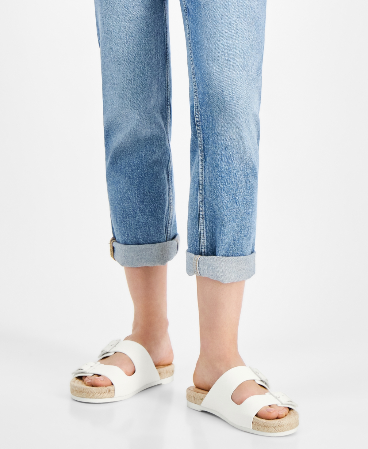 Shop On 34th Women's Milaa Buckled Footbed Sandals, Created For Macy's In White Smooth