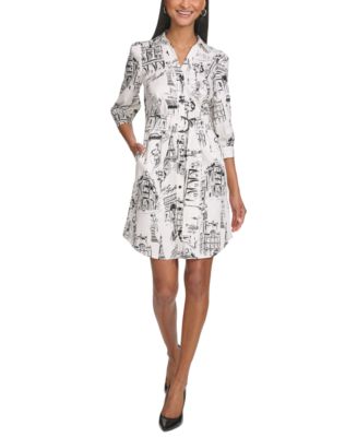 Women's Printed 3/4 Sleeve Shirtdress