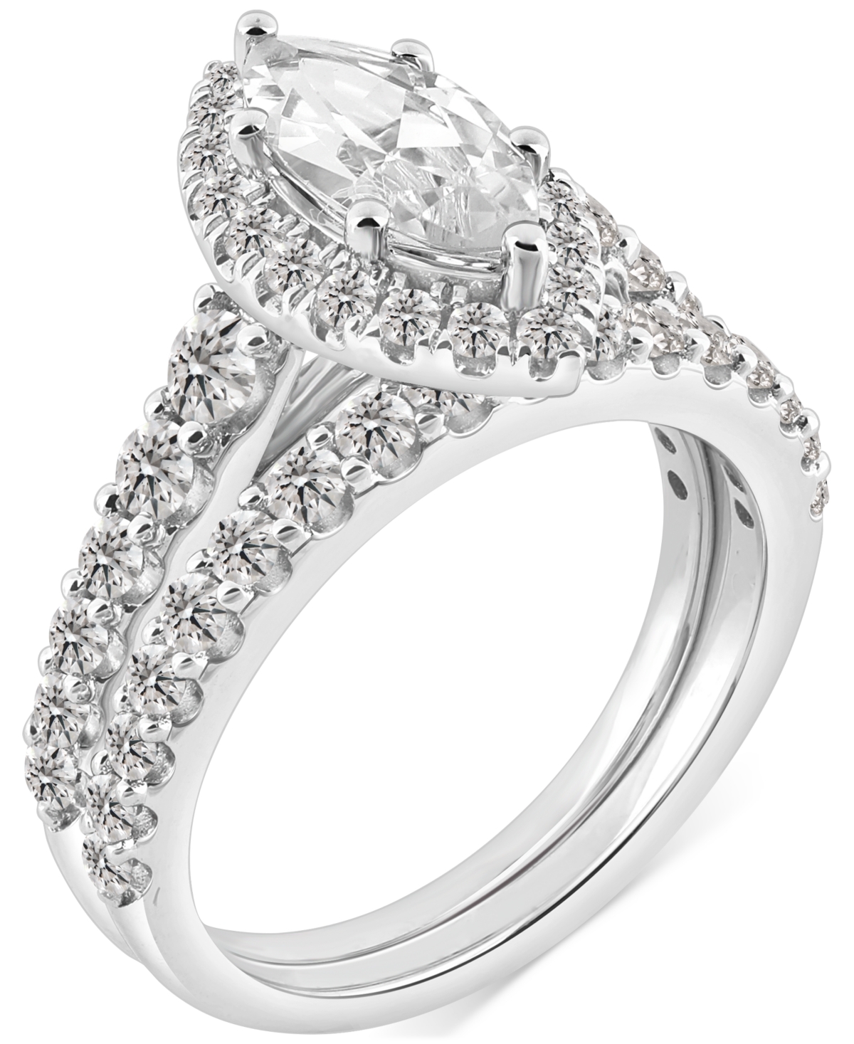 Macy's Gia Certified Diamond Marquise & Round Halo Bridal Set (2-1/4 Ct. T.w.) In 14k White Gold
