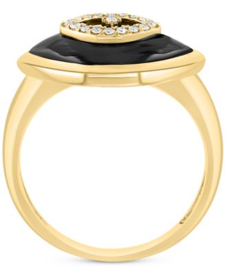 EFFY&reg; Onyx & Diamond (1/20 ct. t.w.) Evil Eye Statement Ring in 14k Gold