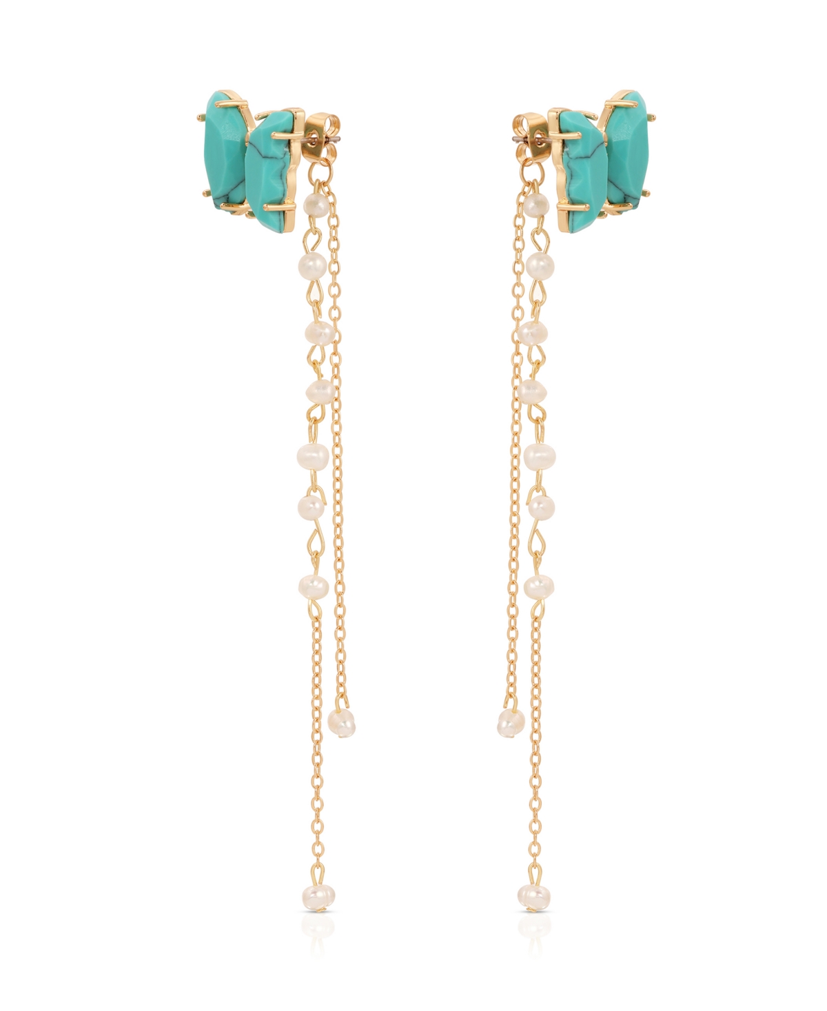 Ettika Turquoise Butterfly Freshwater Pearl Chain Dangle Earrings In Turquoise