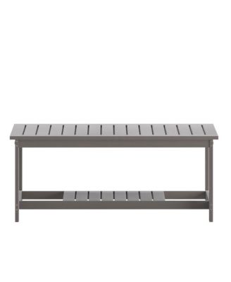 Riviera All-Weather Poly Resin Wood Two Tiered Adirondack Slatted Coffee Conversation Table