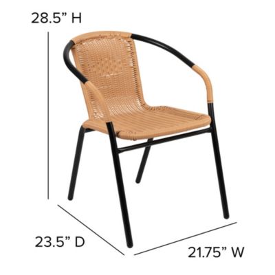 2 Pack Rattan Indoor-Outdoor Restaurant Stack Chair With Curved Back