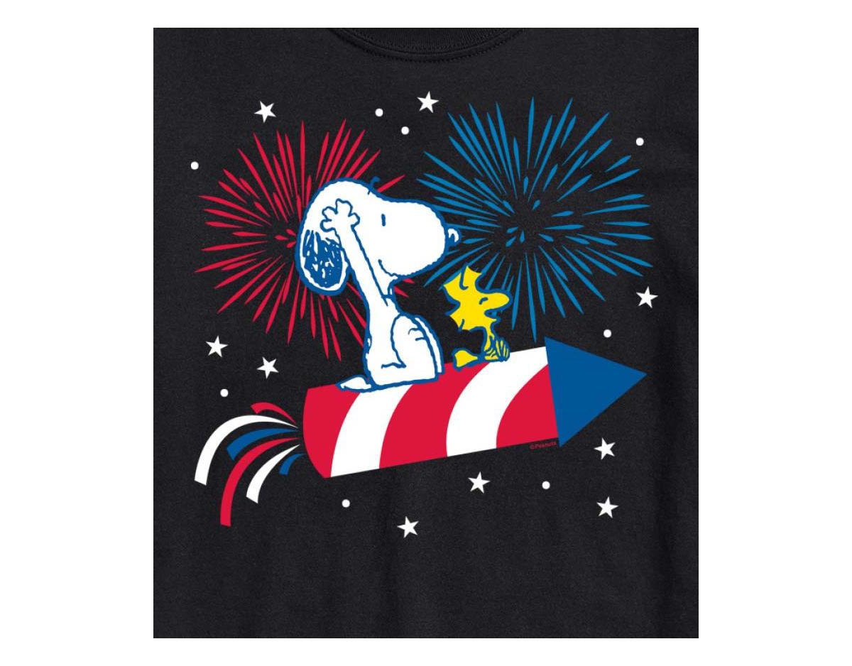 Airwaves Hybrid Apparel Peanuts Fireworks Mens Short Sleeve Tee In Black
