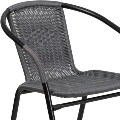2 Pack Rattan Indoor-Outdoor Restaurant Stack Chair With Curved Back