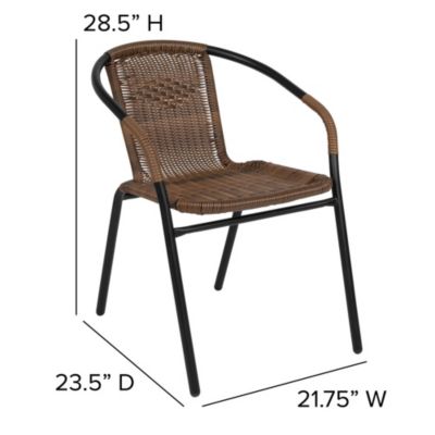 2 Pack Rattan Indoor-Outdoor Restaurant Stack Chair With Curved Back