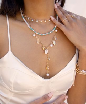 Morocco Turquoise Beaded 18k Gold Plated Necklace Set