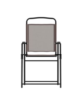 Munroe Set Of 2 Textilene Folding Sling Style Patio Chairs With Armrests