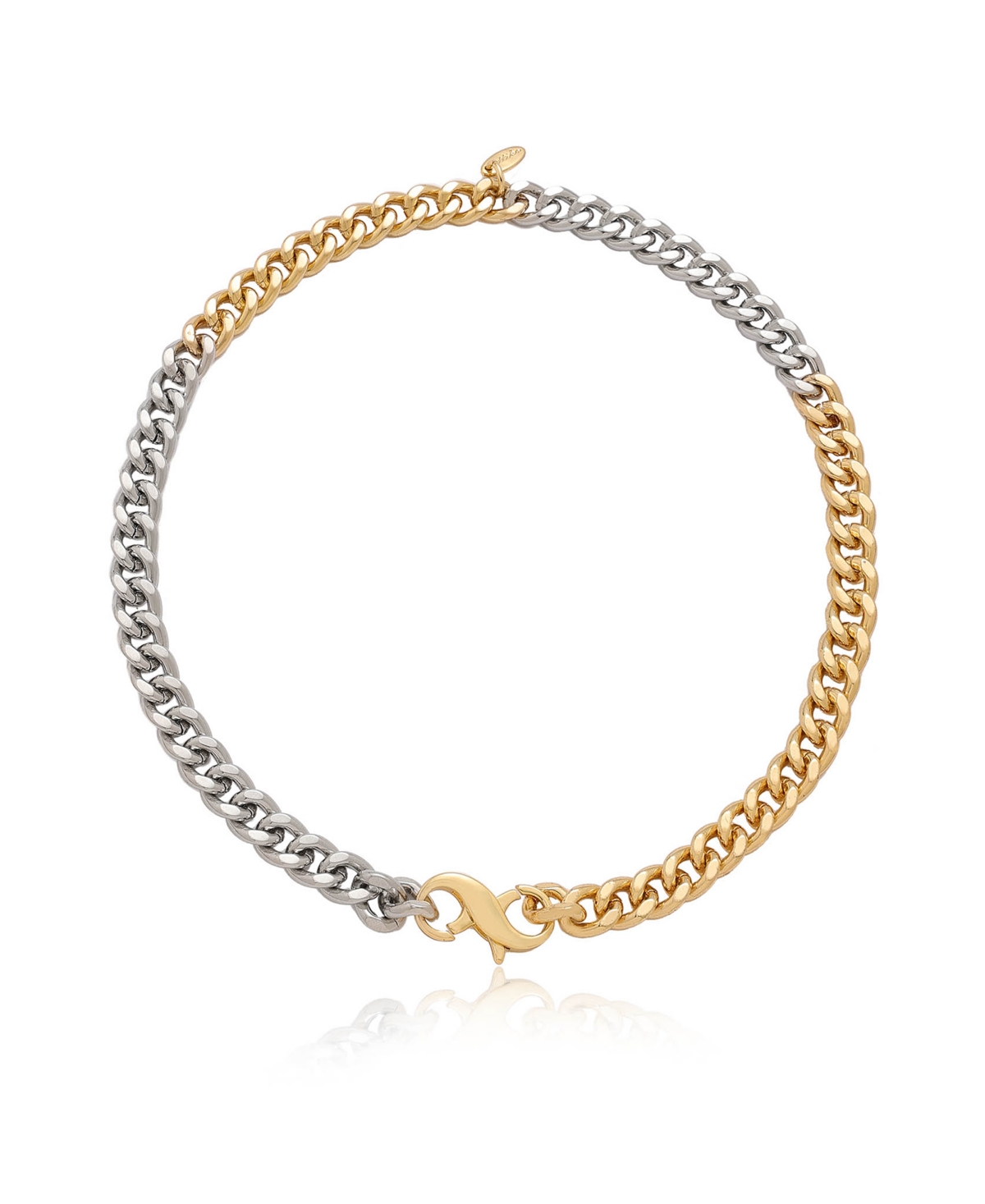 Mixed Metal Chain Link Rhodium and 18k Gold Plated Necklace - Rhodium
