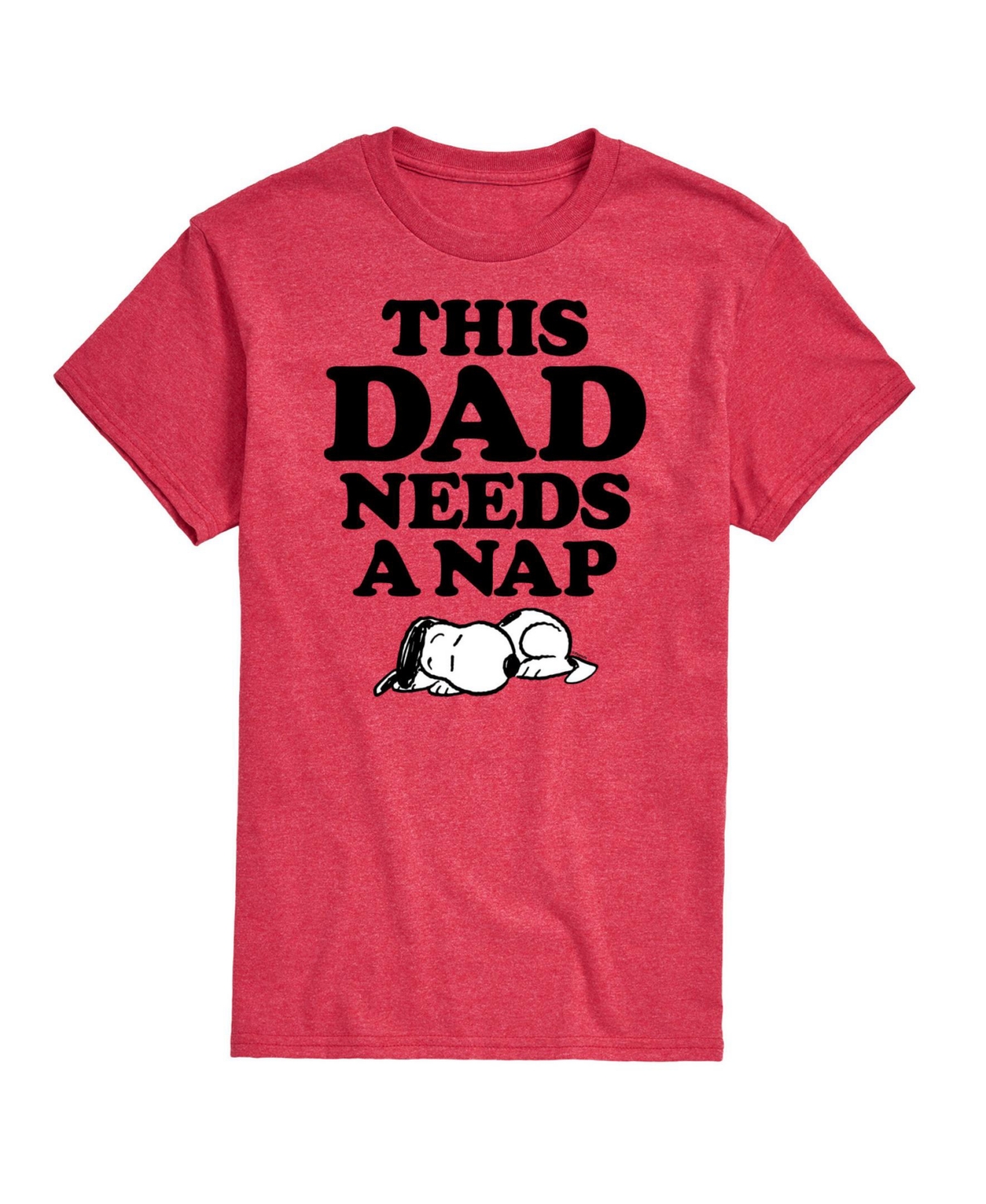 Hybrid Apparel Peanuts Dad Nap Mens Short Sleeve Tee - Hthr Red