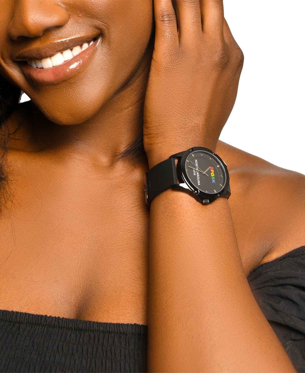 Shop Spgbk Watches Unisex Pride Black Silicone Watch 44mm