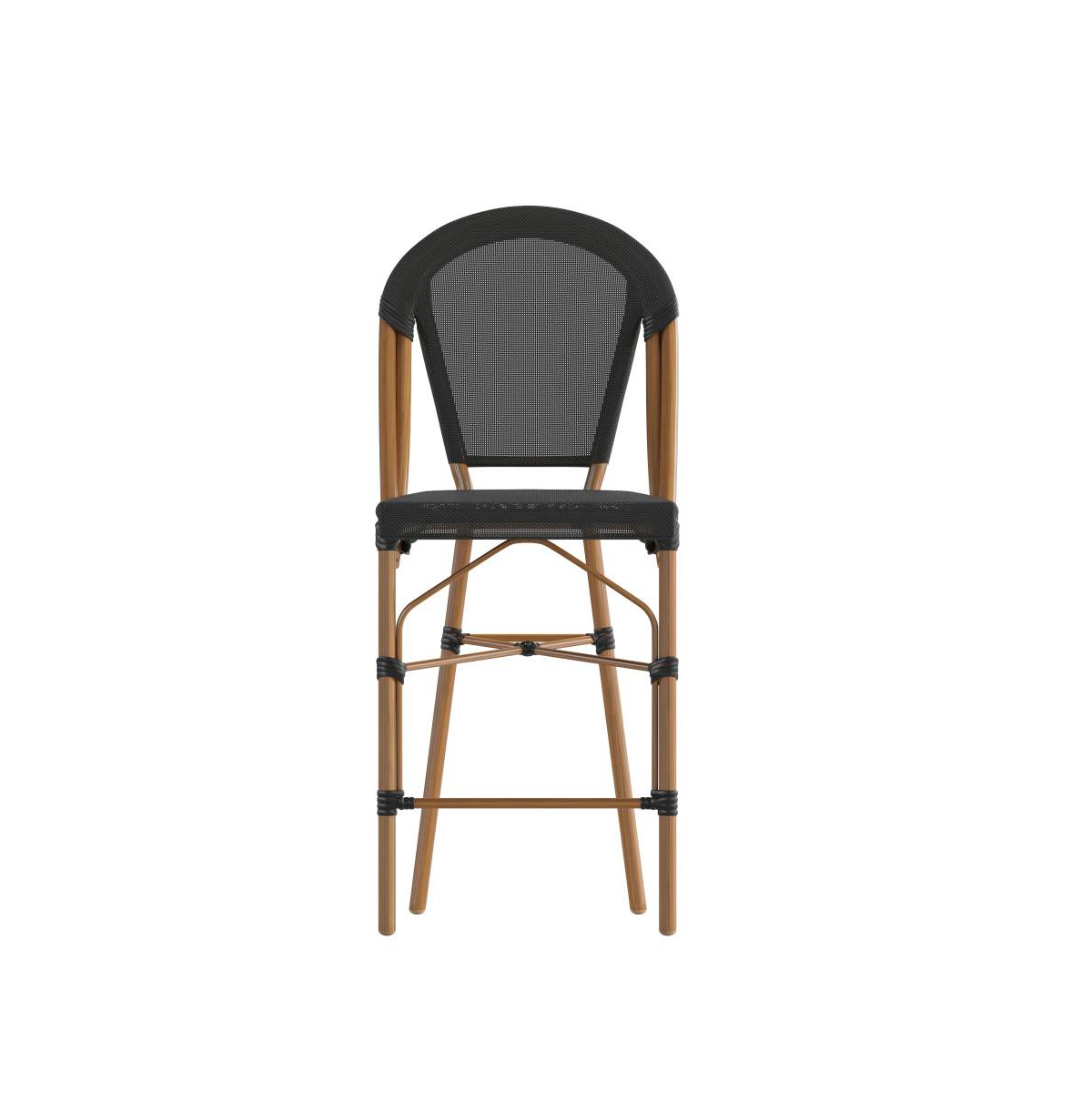 Emma+Oliver Massalia Indoor/Outdoor Bistro Style Counter Stools With Textilene Seat And Metal Frame -natural frame