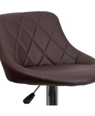 Bucket Seat Adjustable Height Barstool With Diamond Pattern Back