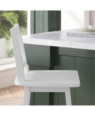 Therus Commercial Grade Classic Wooden Ladderback Swivel Stool With Solid Wood Seat And Footrest