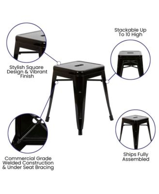 Set Of 4 Sloane 18" High Backless Stacking Dining Stools With Durable Metal Frame