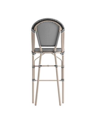 Mael Set Of Two Stacking Bistro Style Bar Stools With Textilene Backs And Seats And Metal Frames For Indoor/Outdoor Use
