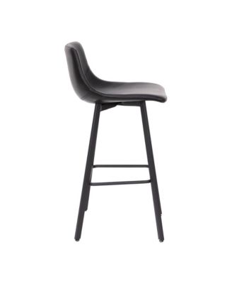Oretha Set Of 2 Modern Upholstered Stools With Contoured, Low Back Bucket Seats And Iron Frames