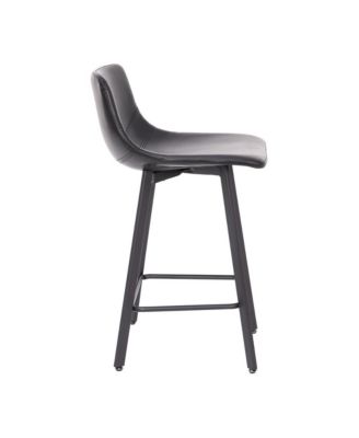 Oretha Set Of 2 Modern Upholstered Stools With Contoured, Low Back Bucket Seats And Iron Frames
