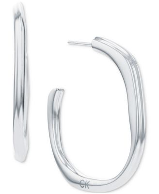 Stainless Steel Medium Structural C-Hoop Earrings, 1.33" 