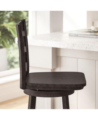 Therus Commercial Grade Classic Wooden Ladderback Swivel Stool With Solid Wood Seat And Footrest